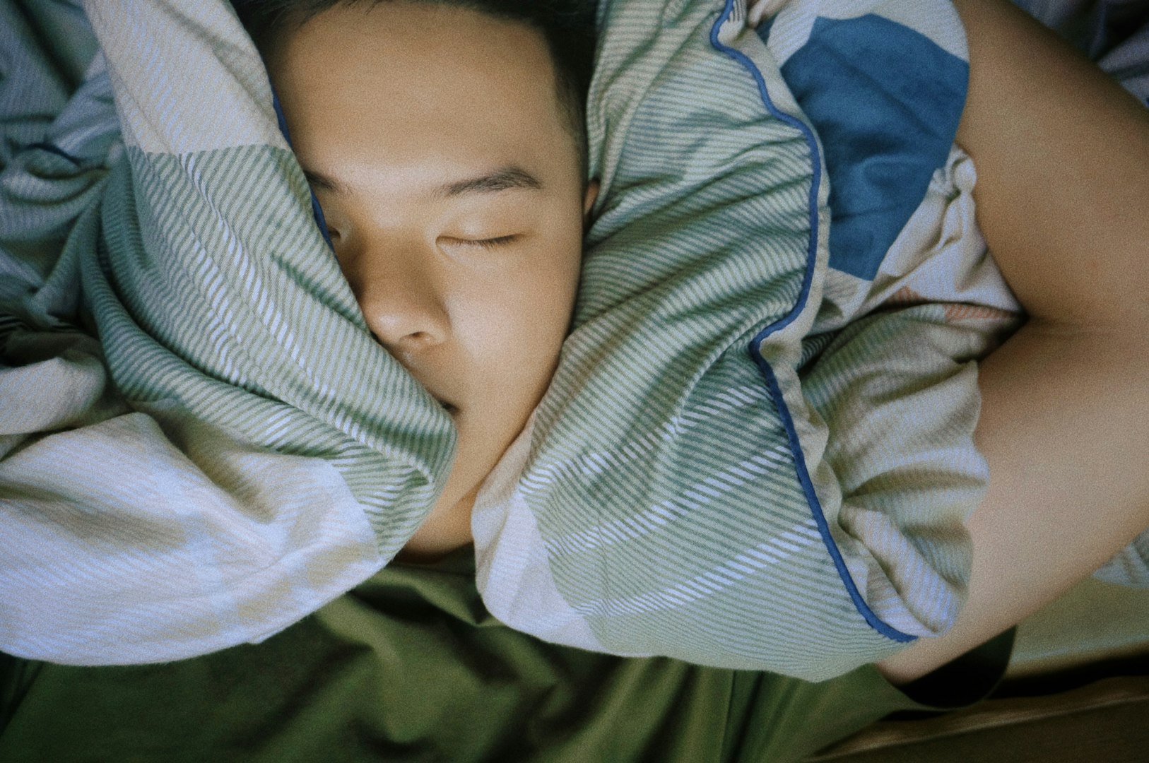 girl snoring in bed